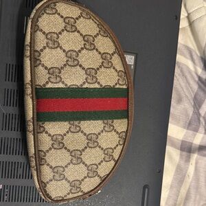 Gucci Beige and Brown Monogram Pouch